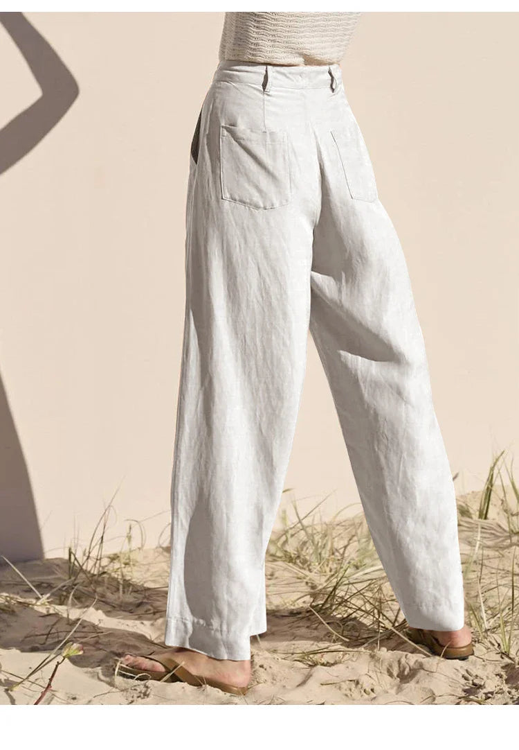 Muse & Valeur | Linen Trousers for Women, Summer Fit, Natural Color