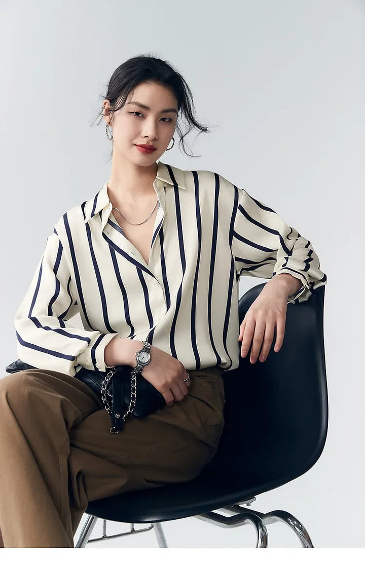 Muse and Valeur | Satin Blouse | Stripe