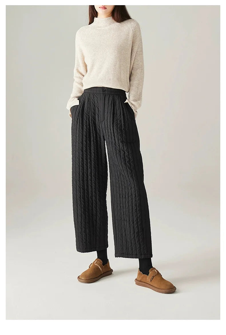Muse & Valeur | Cotton Wide-Leg Pants for Women in Beige
