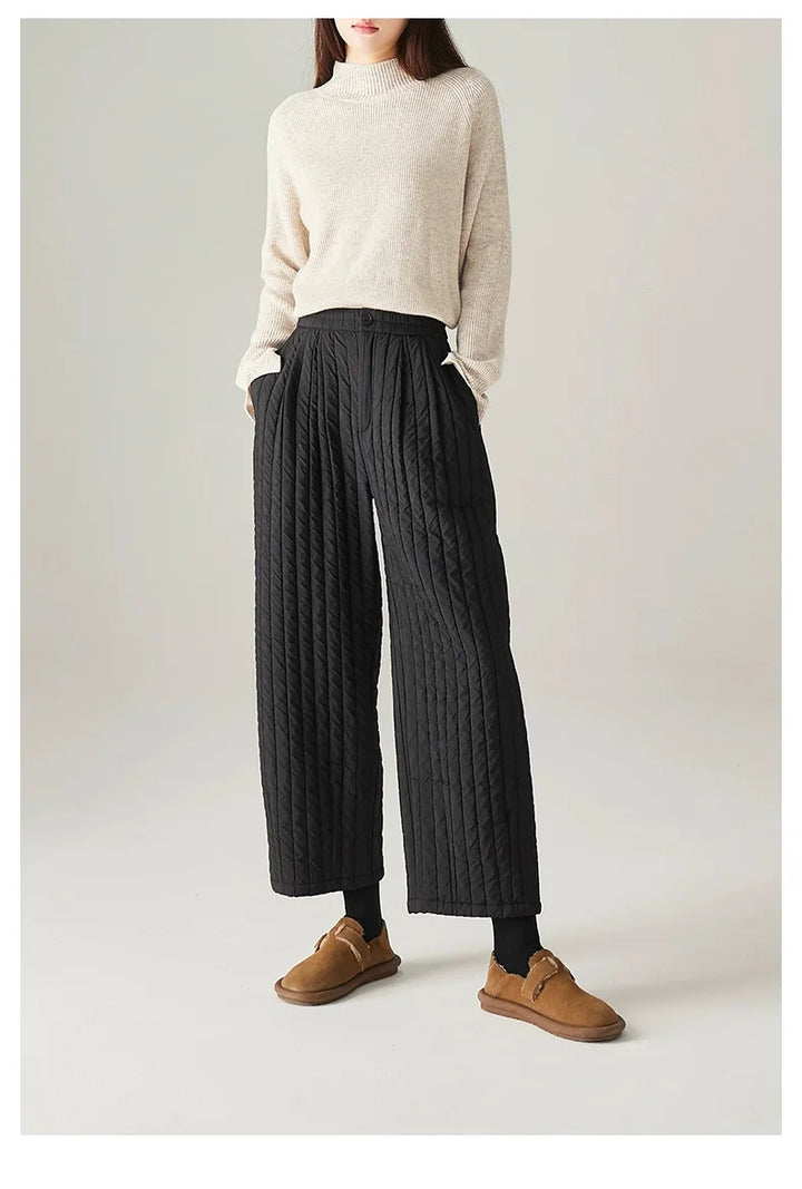 Muse & Valeur | Cotton Wide-Leg Pants for Women in Beige