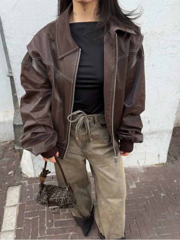 Muse and Valeur | Oversized Leather Bomber Jacket