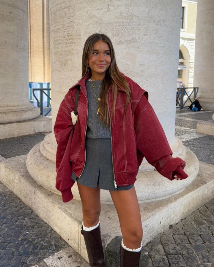 Muse and Valeur | Oversized Leather Bomber Jacket