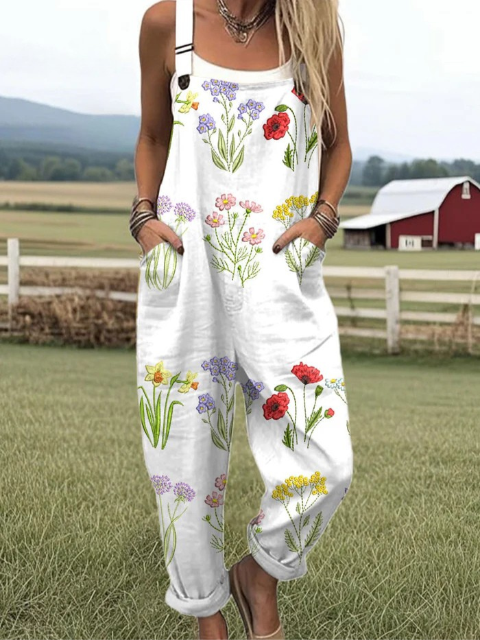 Muse & Valeur | Wide-Leg Jumpsuit for Women in Blooming Fabric