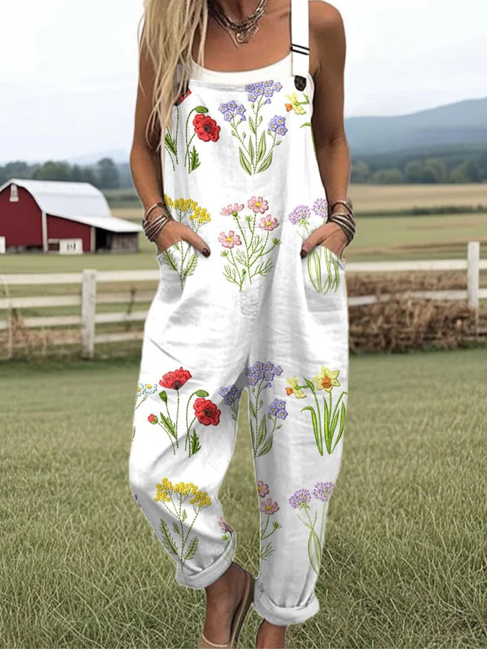 Muse & Valeur | Wide-Leg Jumpsuit for Women in Blooming Fabric
