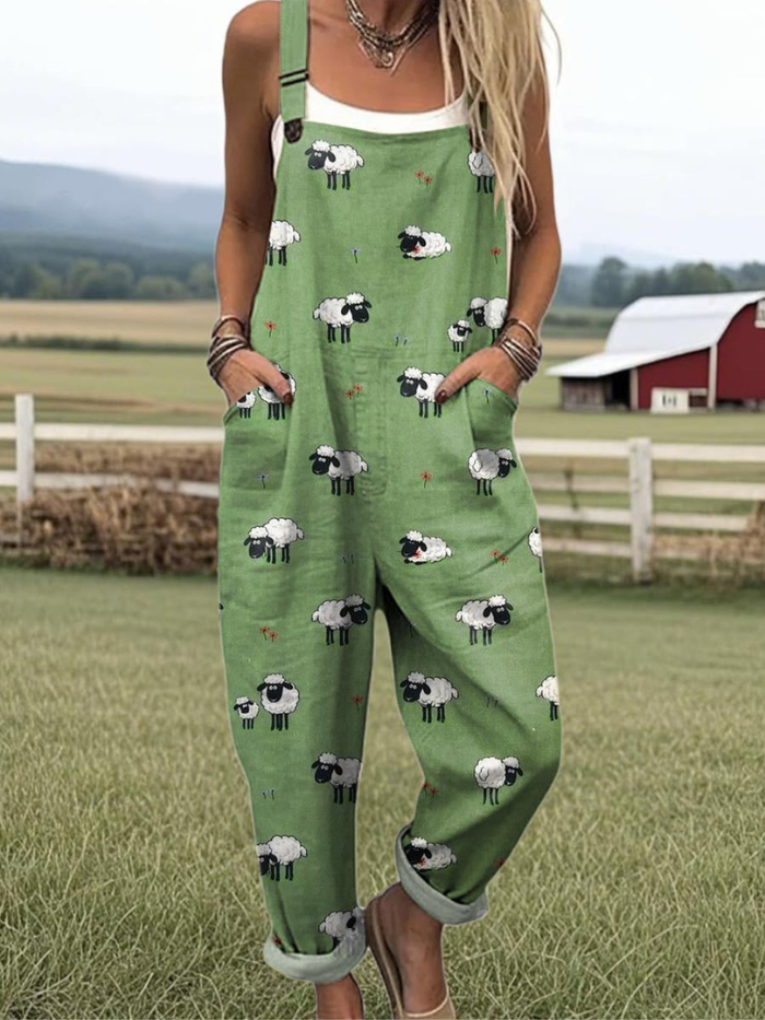 Muse & Valeur | Botanical Wide-Leg Jumpsuit for Women in Natural Fabric
