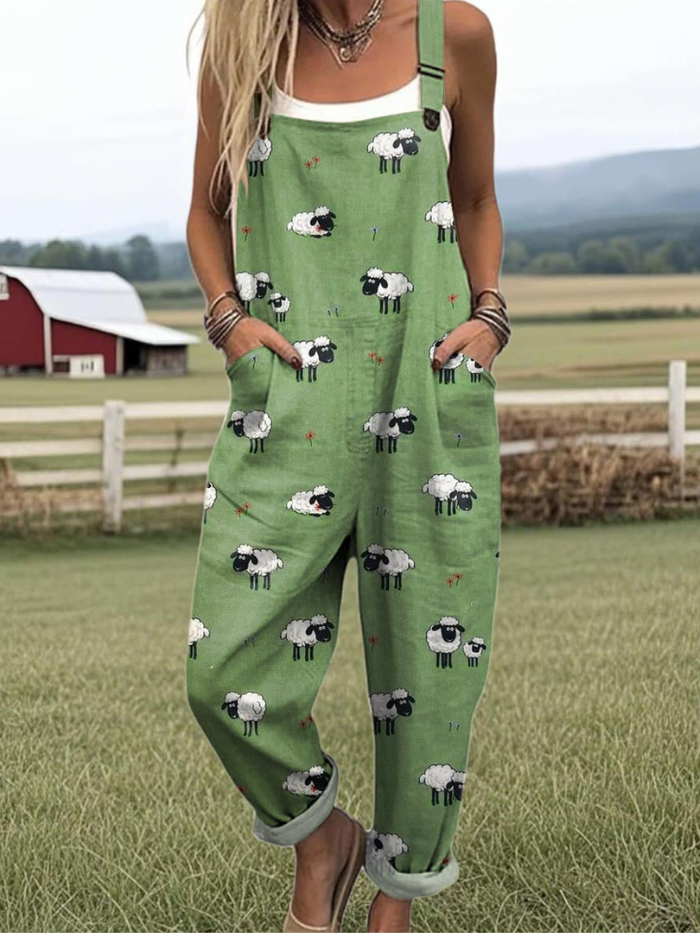 Muse & Valeur | Botanical Wide-Leg Jumpsuit for Women in Natural Fabric