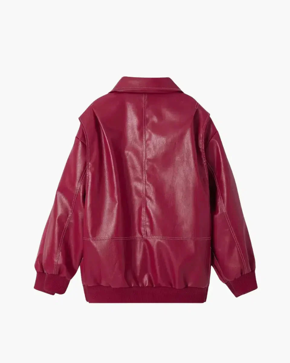 Muse and Valeur | Glossy vegan leather bomber jacket