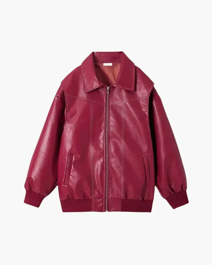 Muse and Valeur | Glossy vegan leather bomber jacket