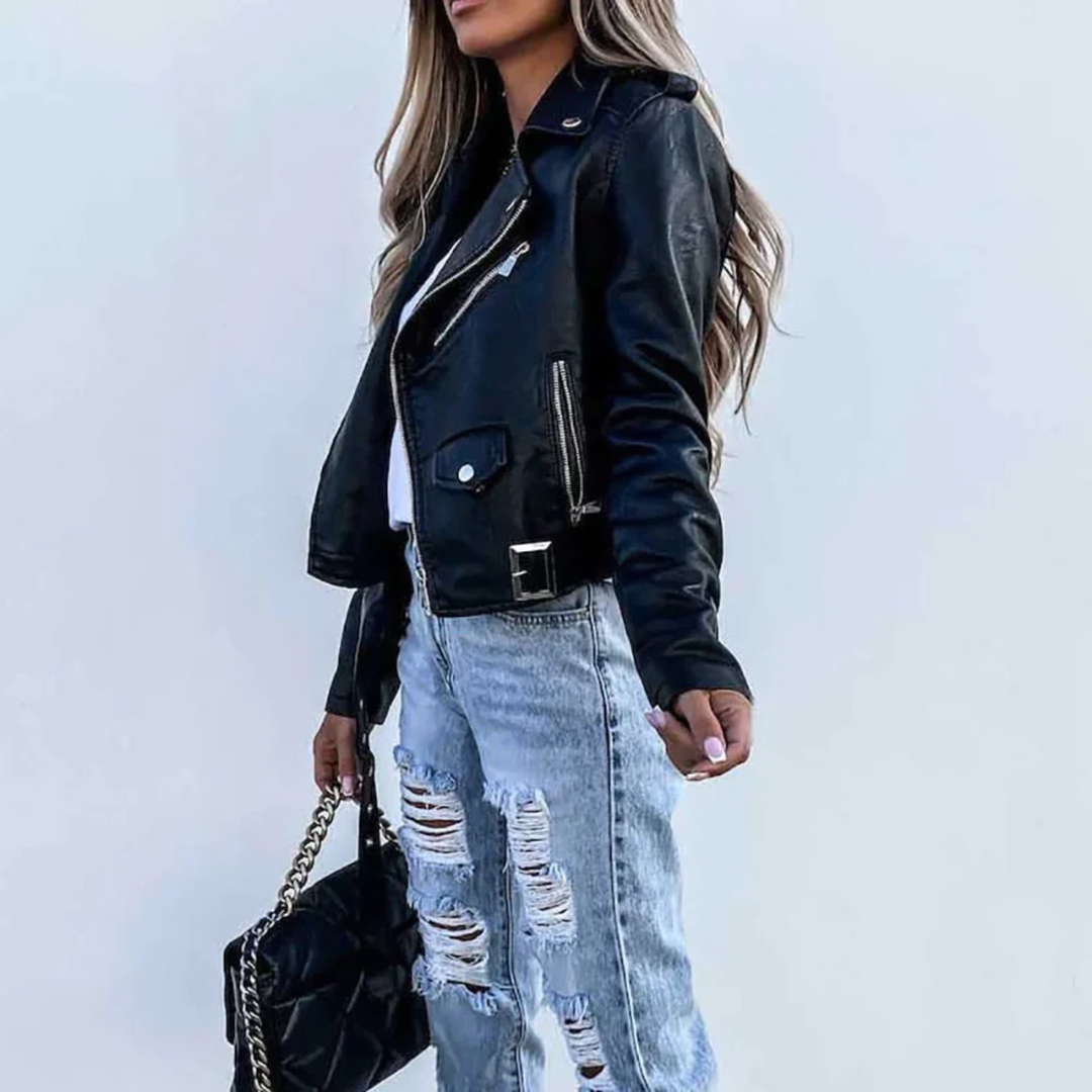 Muse and Valeur | Women's Zip-Up Biker Jacket