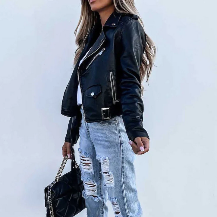 Muse and Valeur | Women's Zip-Up Biker Jacket