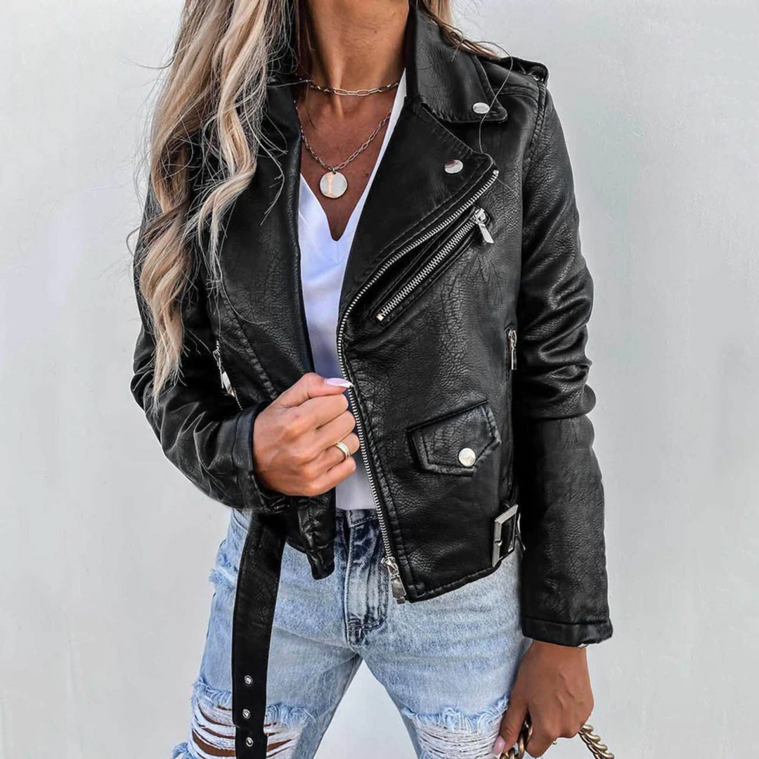 Muse and Valeur | Women's Zip-Up Biker Jacket