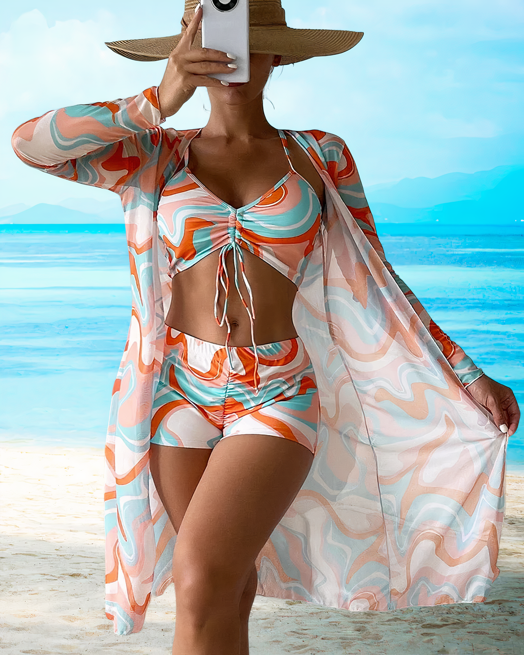 Muse & Valeur | High-Waist Bikini Set with Cover-Up for Women
