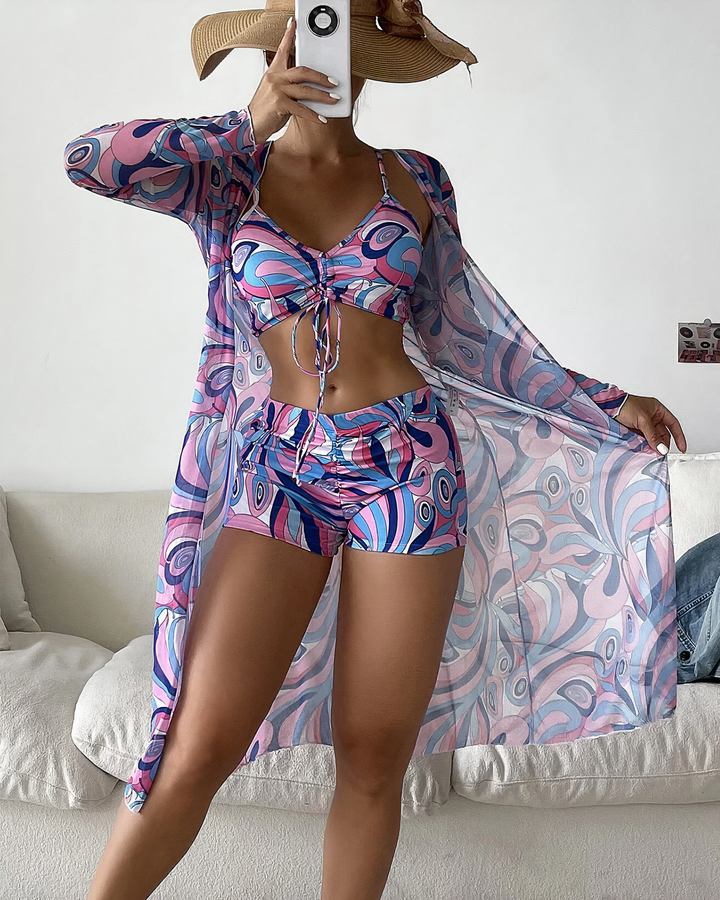 Muse & Valeur | High-Waist Bikini Set with Cover-Up for Women