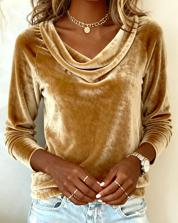Muse and Valeur | Velvet Drape-Neck Top