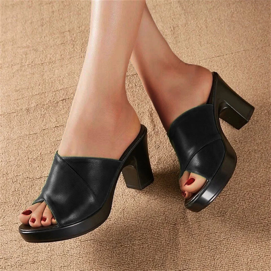 Muse & Valeur | Summer Heeled Sandals for Women, Platform, Slip-On, Natural