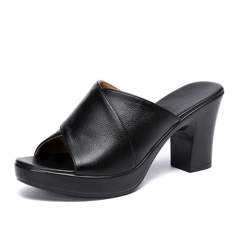 Muse & Valeur | Summer Heeled Sandals for Women, Platform, Slip-On, Natural