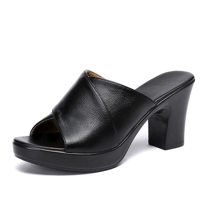 Muse & Valeur | Summer Heeled Sandals for Women, Platform, Slip-On, Natural