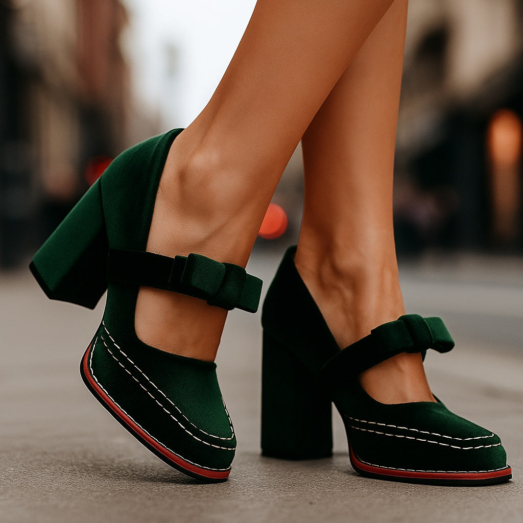 Muse & Valeur | Block Heels for Women in Black Leather