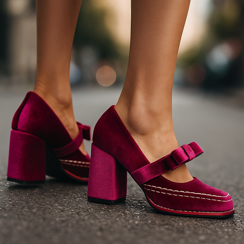 Muse & Valeur | Block Heels for Women in Black Leather