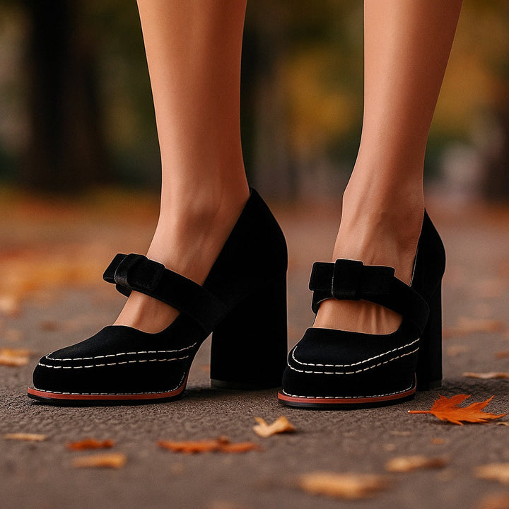 Muse & Valeur | Block Heels for Women in Black Leather