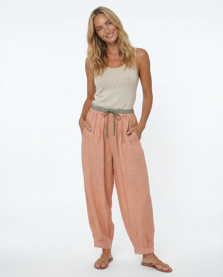 Muse & Valeur | Linen Trousers for Women in Natural Fit, Beige