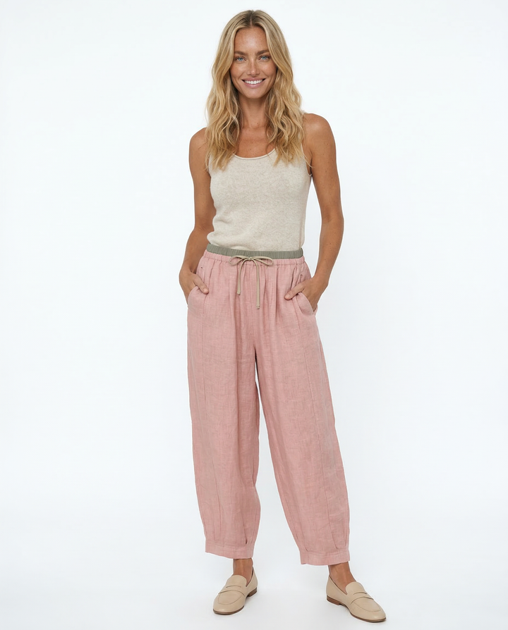 Muse & Valeur | Linen Trousers for Women in Natural Fit, Beige