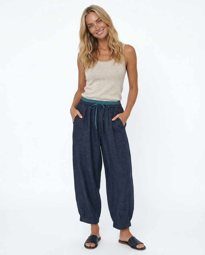 Muse & Valeur | Linen Trousers for Women in Natural Fit, Beige