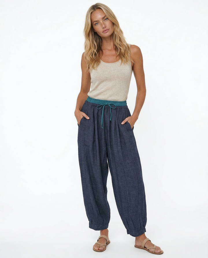 Muse & Valeur | Linen Trousers for Women in Natural Fit, Beige