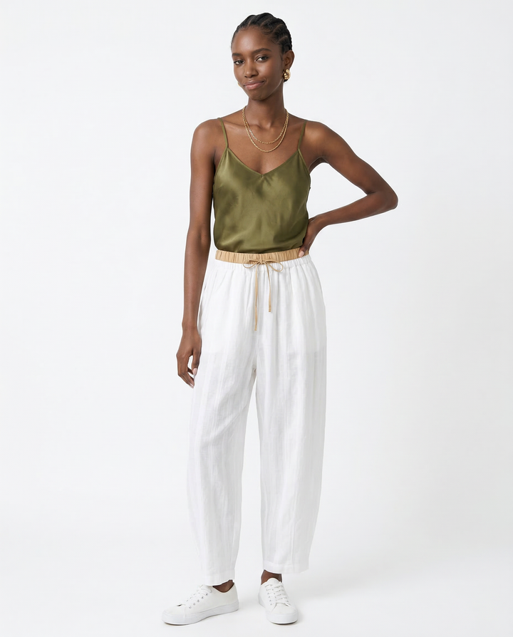 Muse & Valeur | Linen Trousers for Women in Natural Fit, Beige