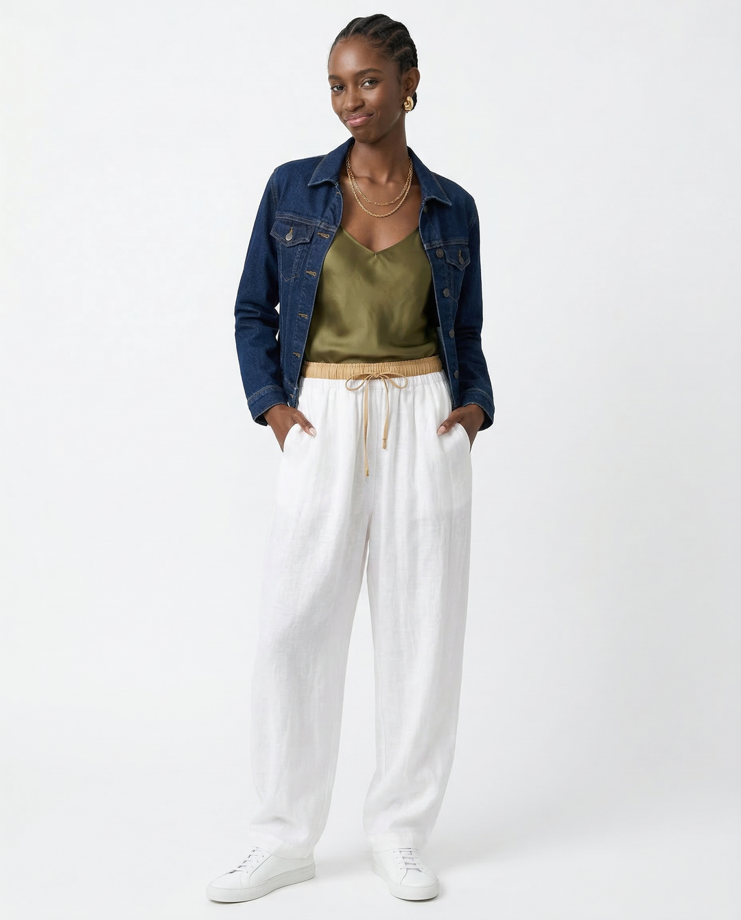Muse & Valeur | Linen Trousers for Women in Natural Fit, Beige