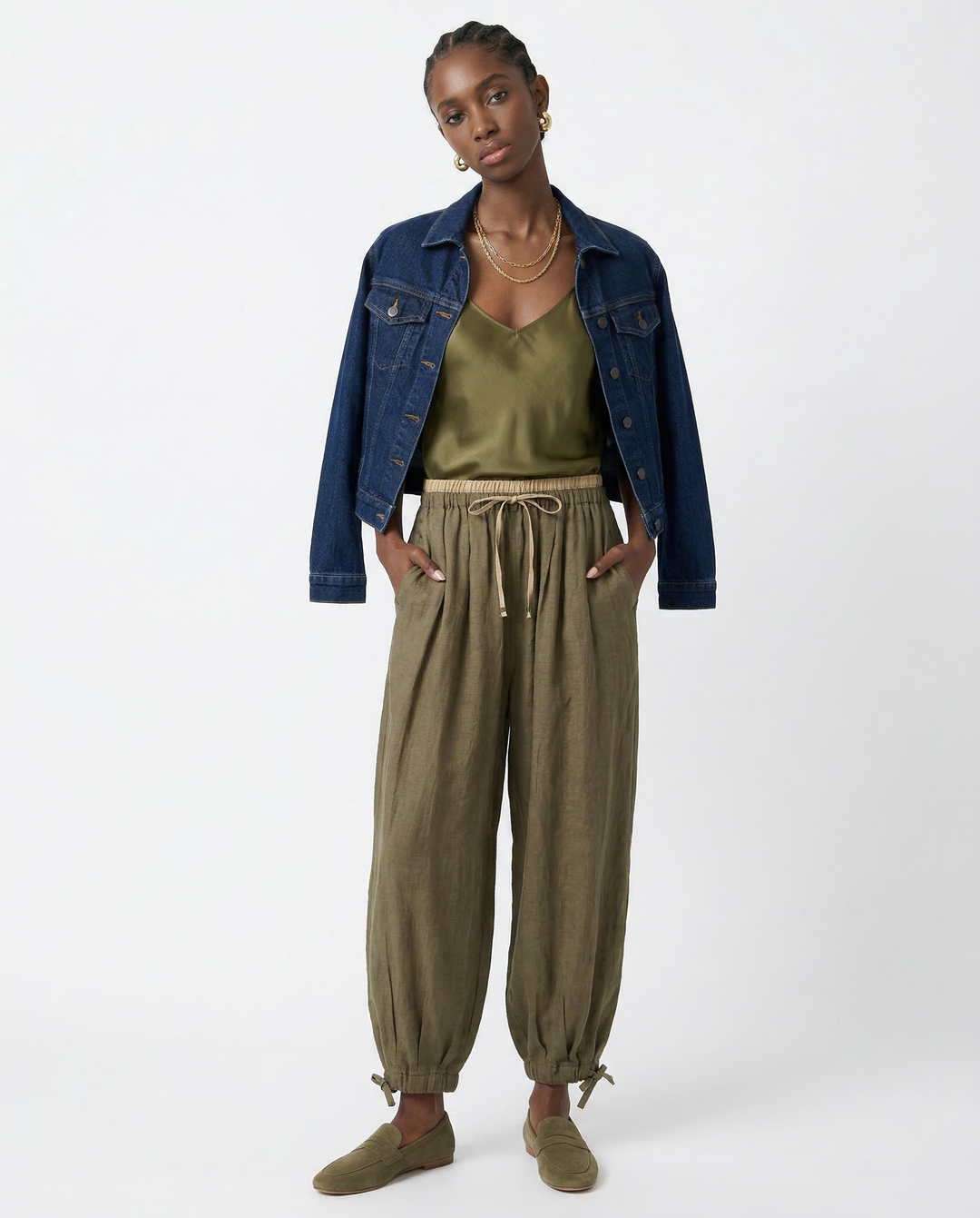 Muse & Valeur | Linen Trousers for Women in Natural Fit, Beige