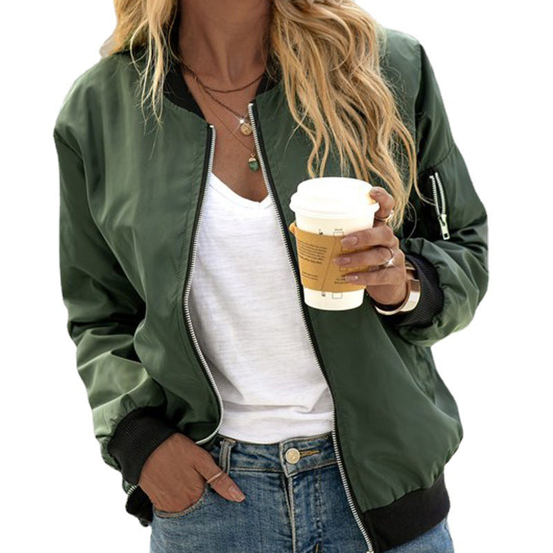 Muse and Valeur | Women's Casual Zip Up Bomber Jacket