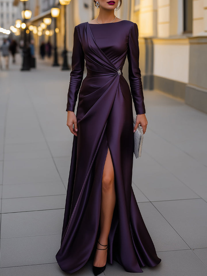 Muse & Valeur | Satin Asymmetric Draped Evening Gown