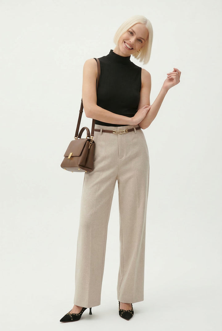 Muse & Valeur | Wide Leg Wool Trousers for Women in Black