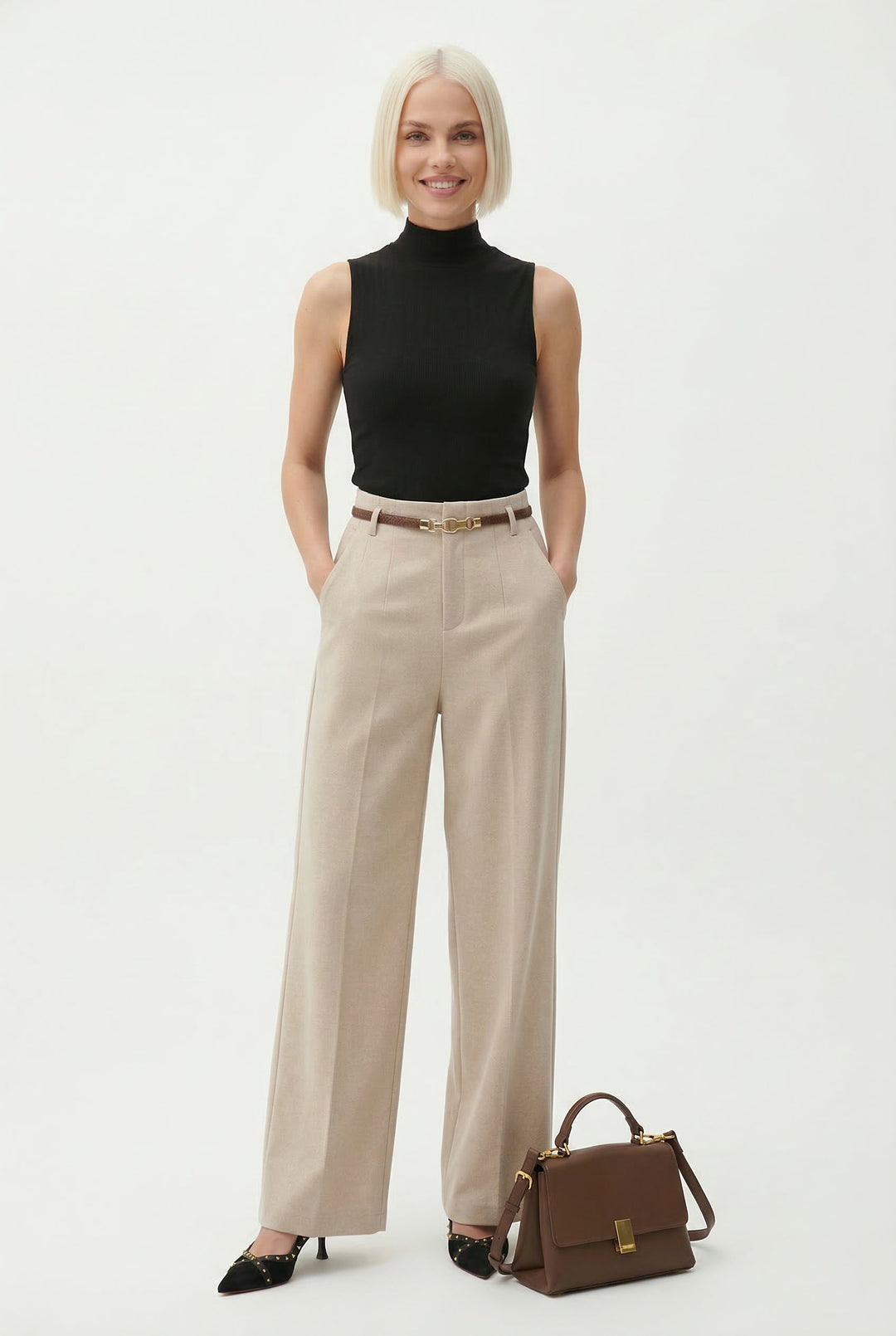 Muse & Valeur | Wide Leg Wool Trousers for Women in Black
