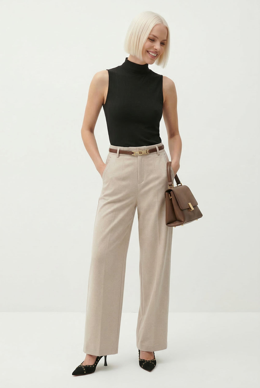 Muse & Valeur | Wide Leg Wool Trousers for Women in Black