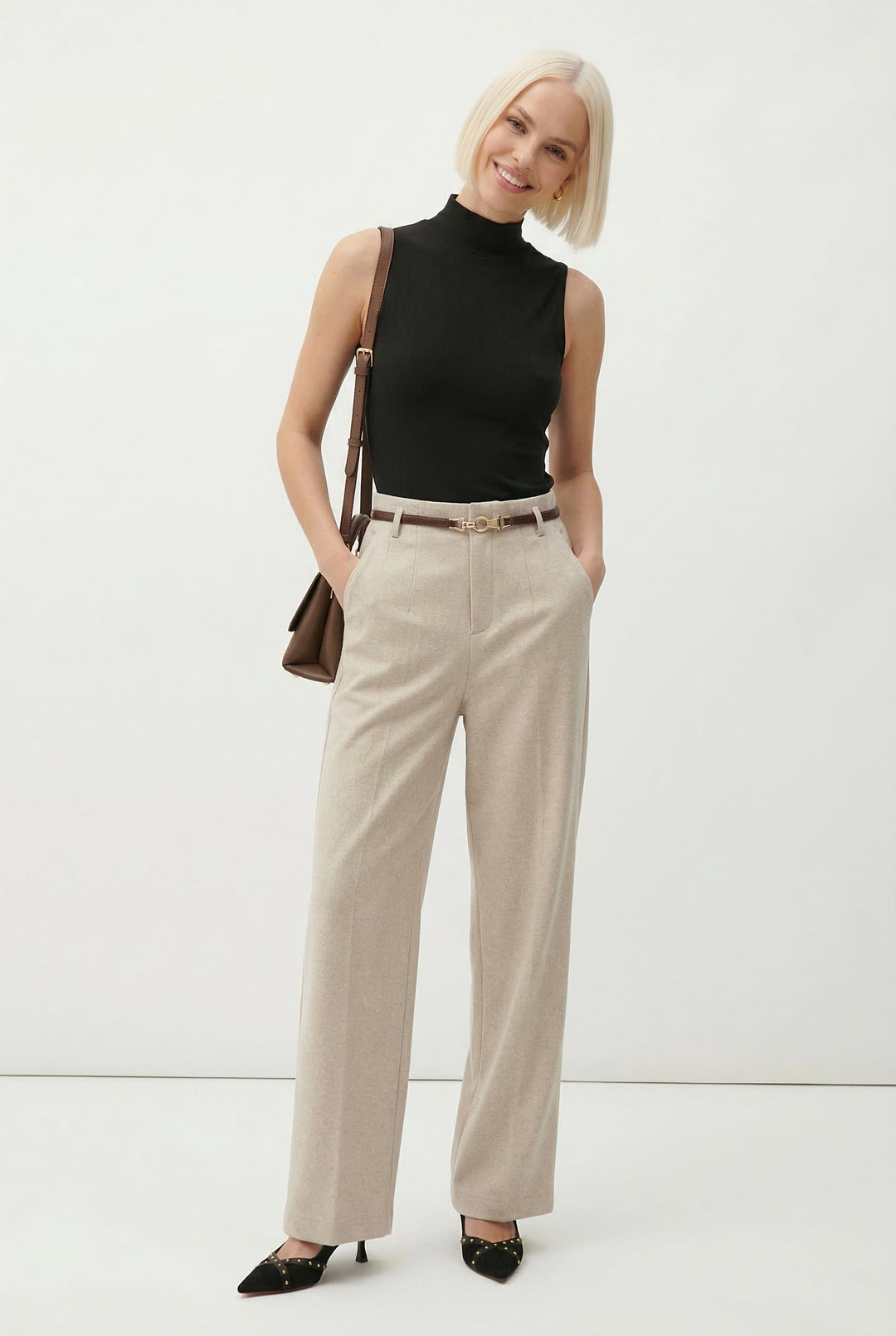 Muse & Valeur | Wide Leg Wool Trousers for Women in Black