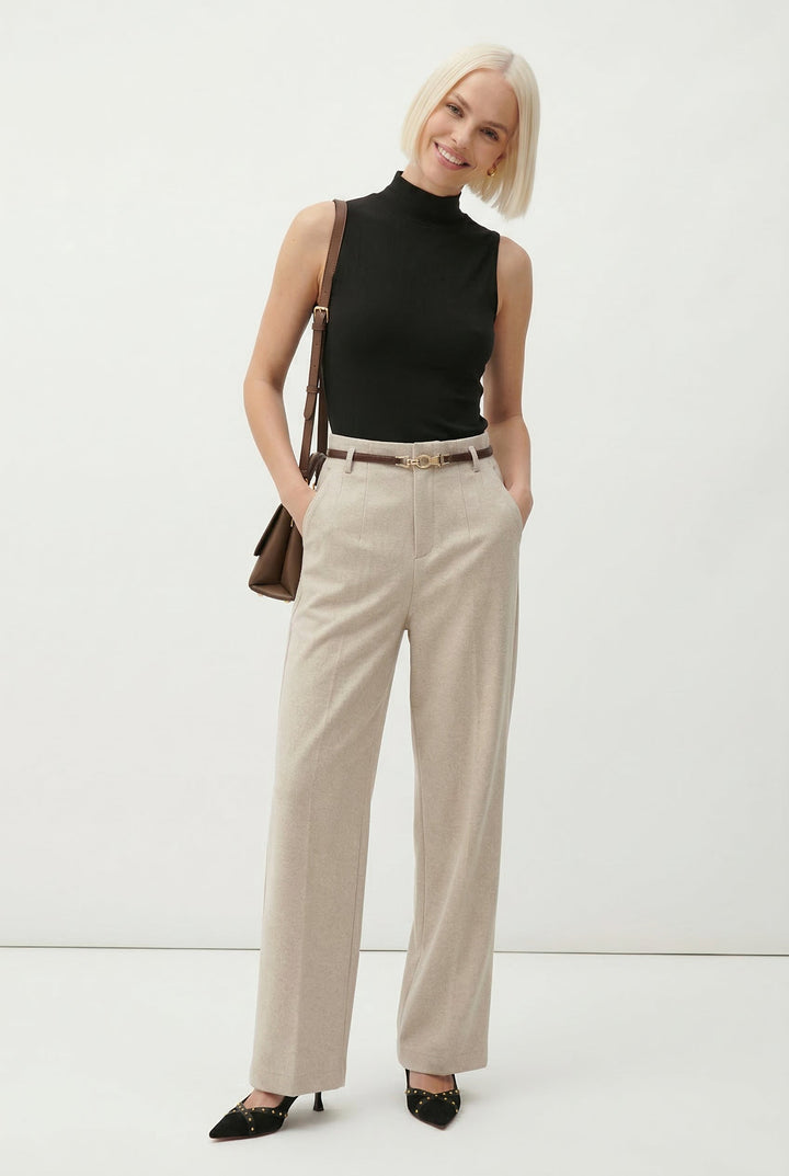 Muse & Valeur | Wide Leg Wool Trousers for Women in Black