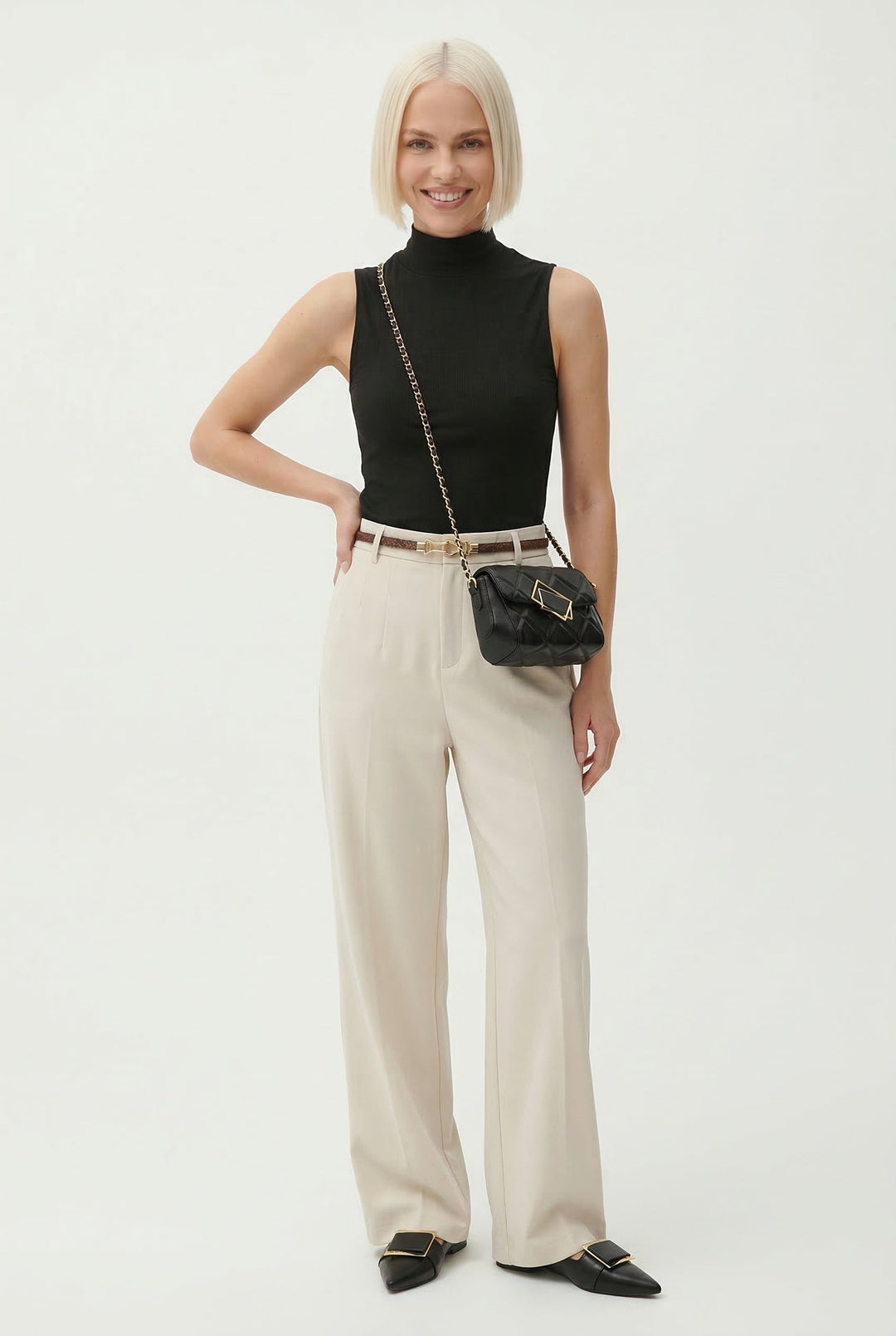 Muse & Valeur | Wide Leg Wool Trousers for Women in Black