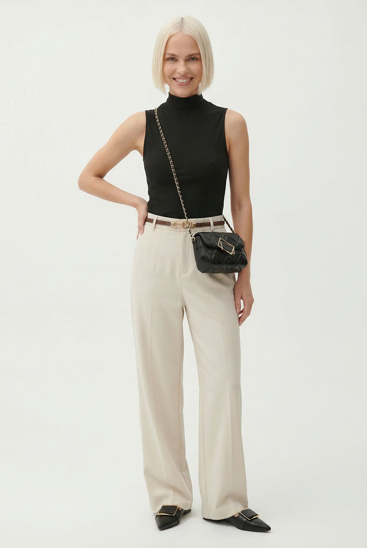 Muse & Valeur | Wide Leg Wool Trousers for Women in Black