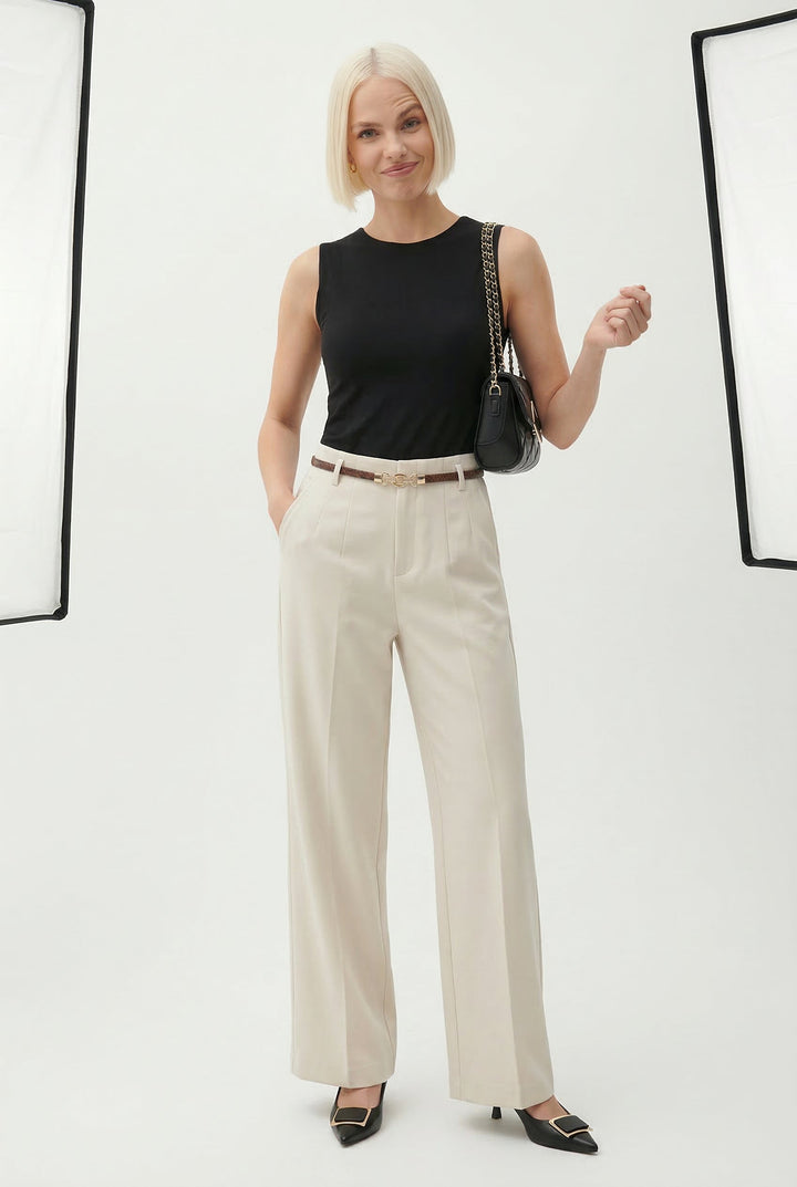 Muse & Valeur | Wide Leg Wool Trousers for Women in Black