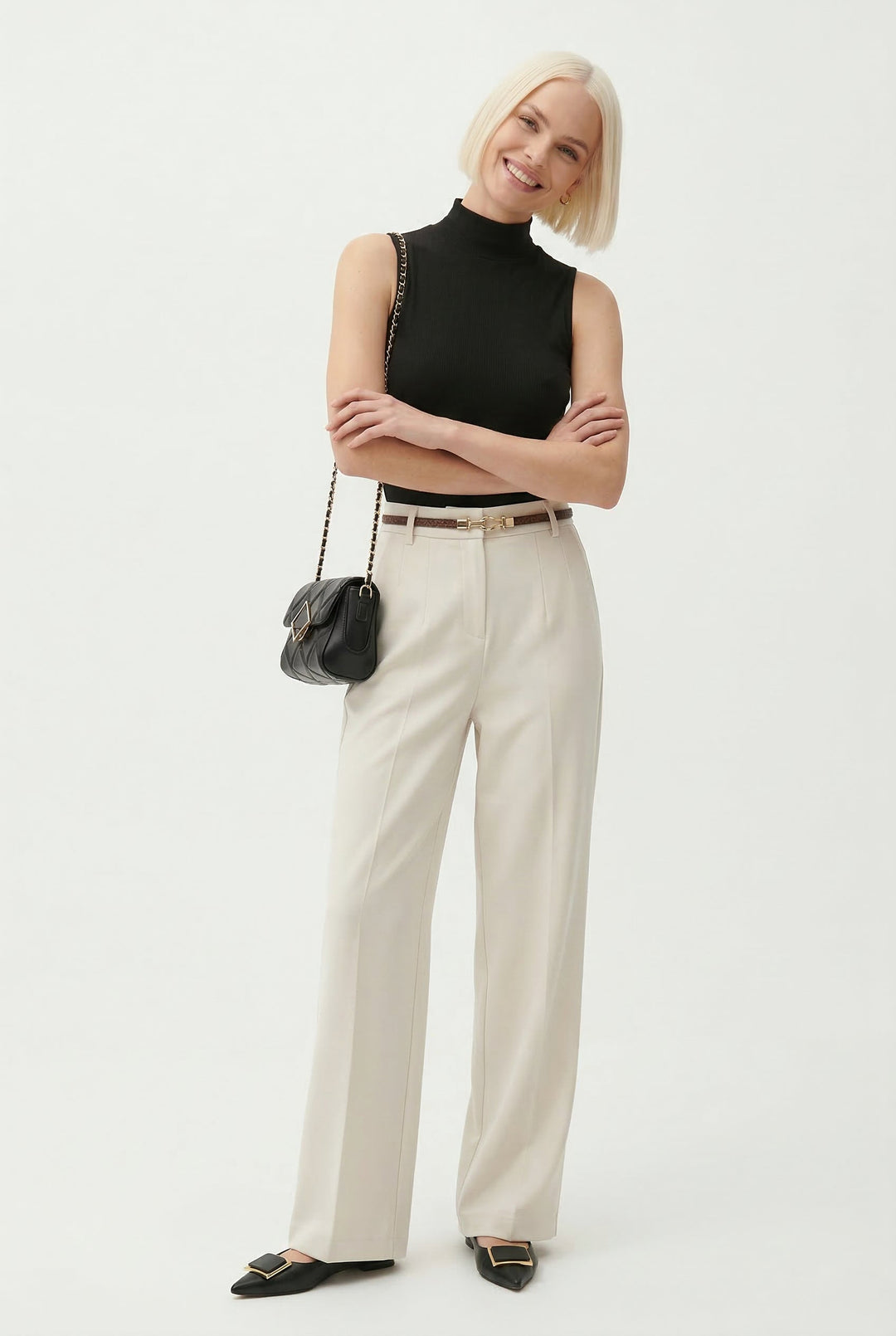 Muse & Valeur | Wide Leg Wool Trousers for Women in Black