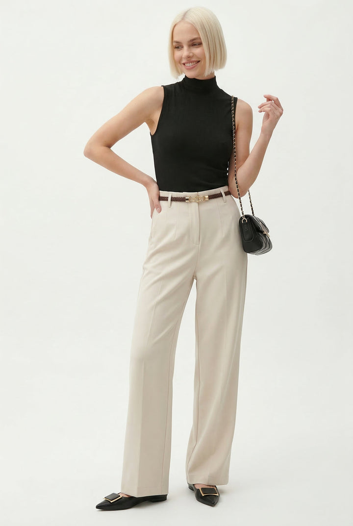 Muse & Valeur | Wide Leg Wool Trousers for Women in Black