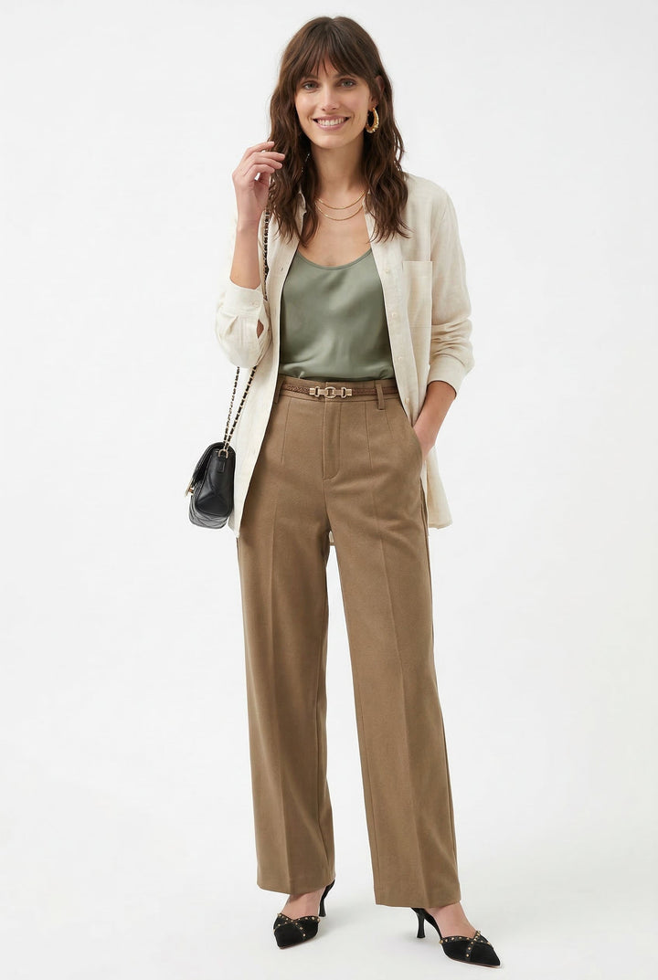 Muse & Valeur | Wide Leg Wool Trousers for Women in Black