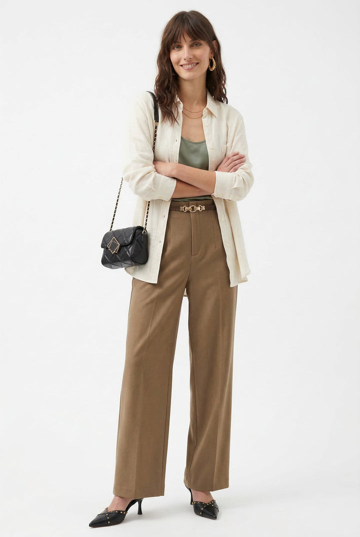 Muse & Valeur | Wide Leg Wool Trousers for Women in Black