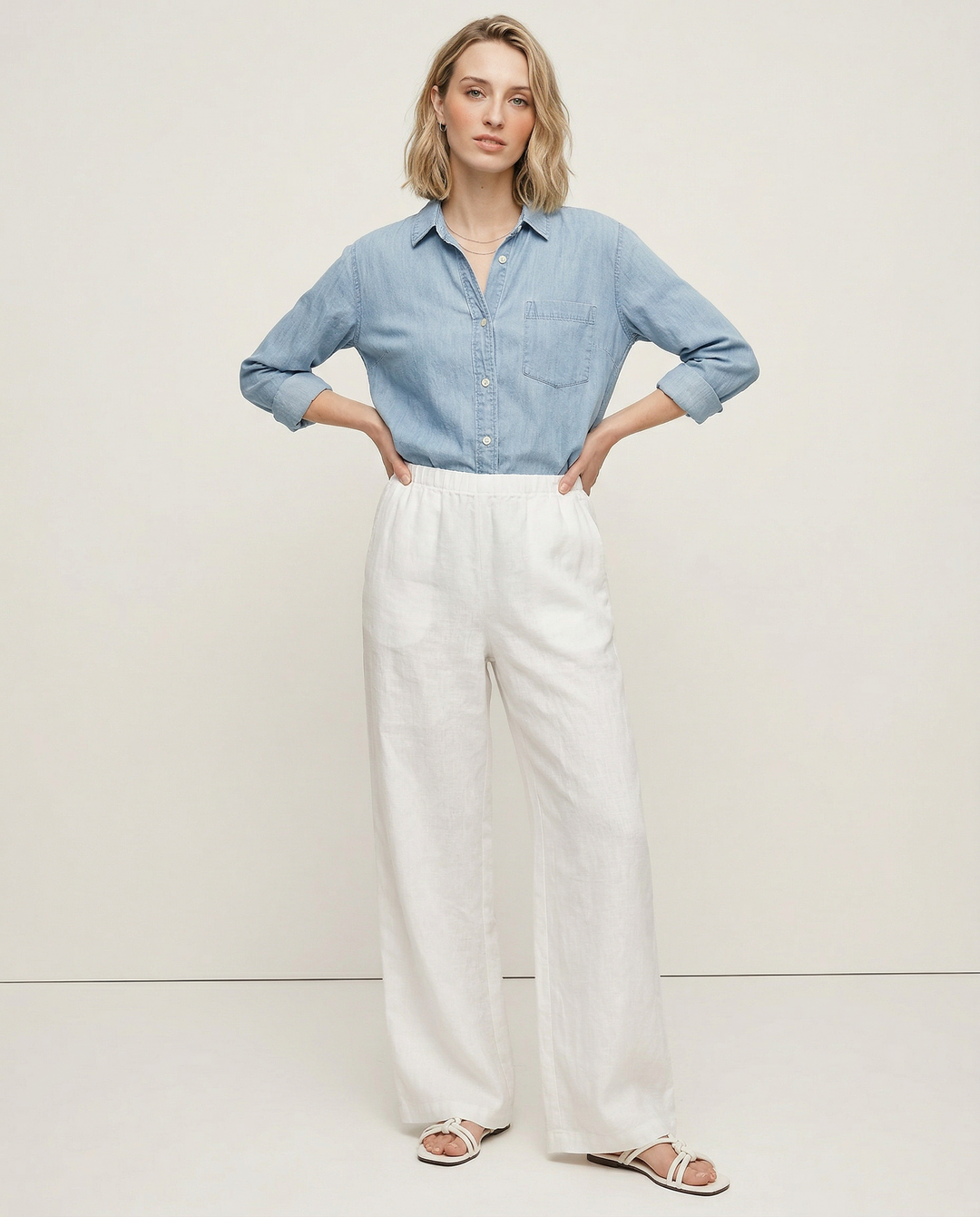 Muse & Valeur | Wide Leg Linen Pant for Women in Natural