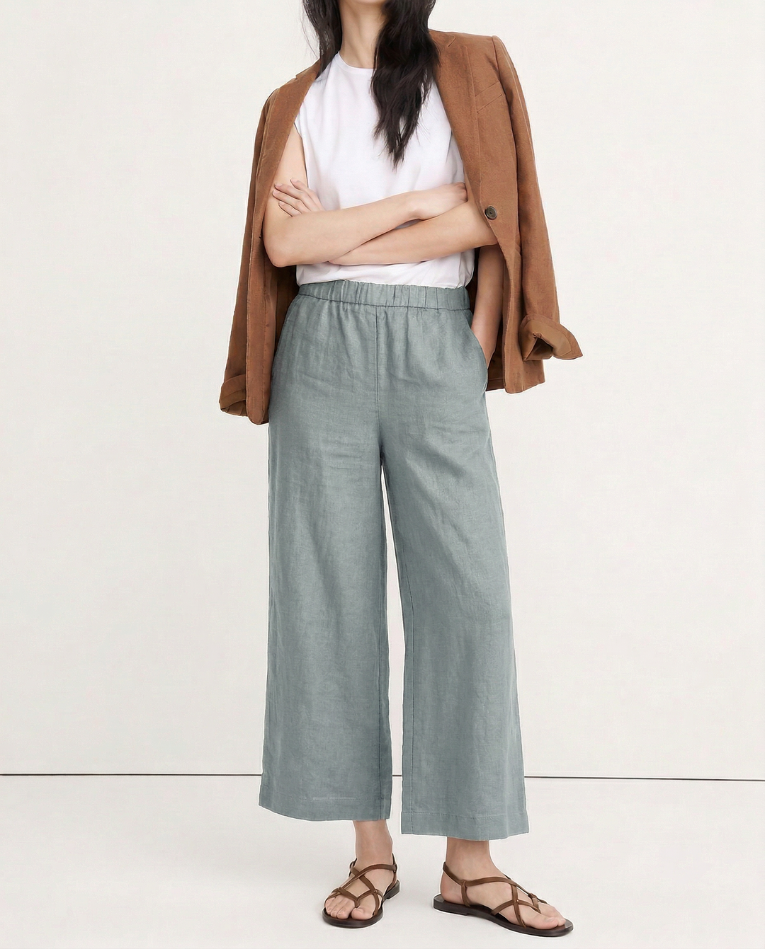 Muse & Valeur | Pleated Wide Leg Linen Pant
