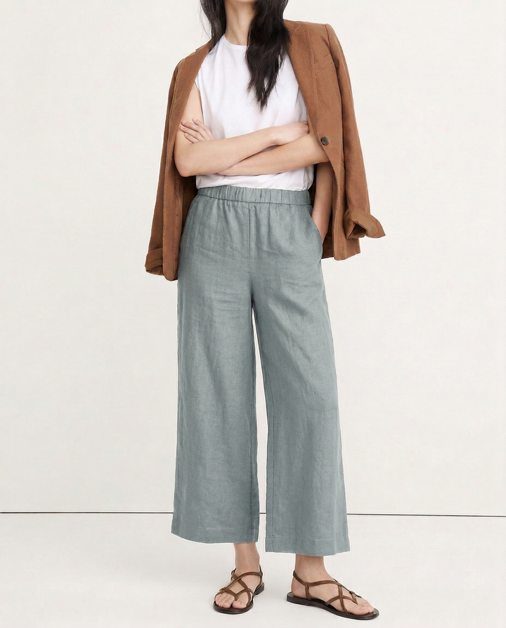 Muse & Valeur | Pleated Wide Leg Linen Pant