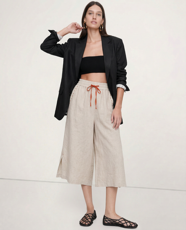 Muse & Valeur | Wide Leg Drawstring Pant for Women in Soft Fabric