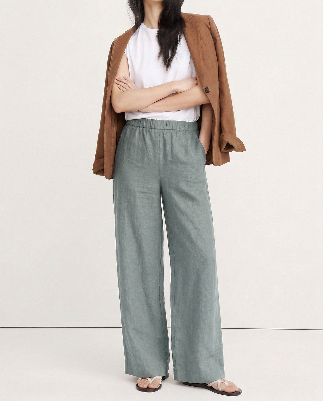Muse & Valeur | Pleated Wide Leg Linen Pant